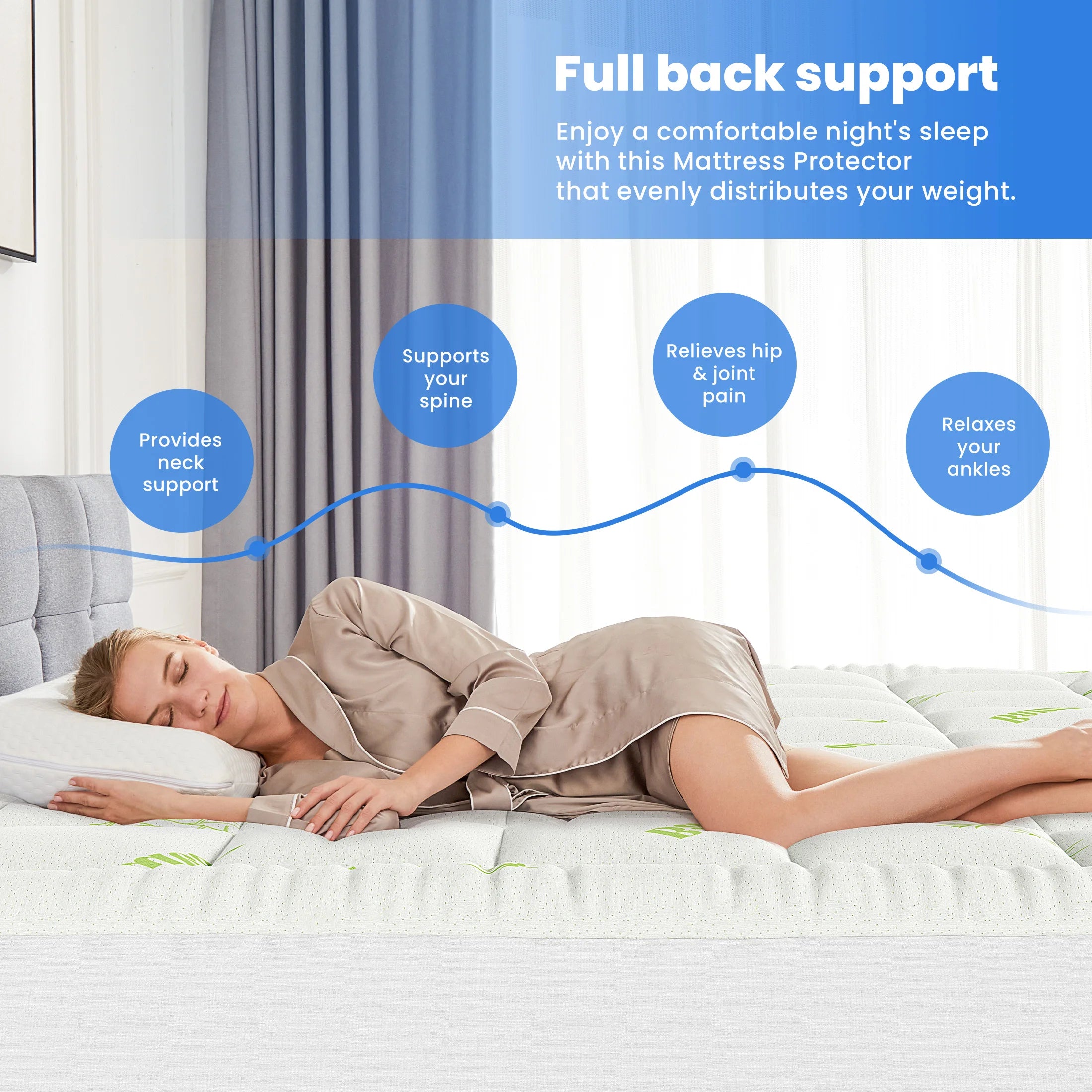 Luneabed™ 400GSM Bamboo Viscose Cooling Mattress Topper